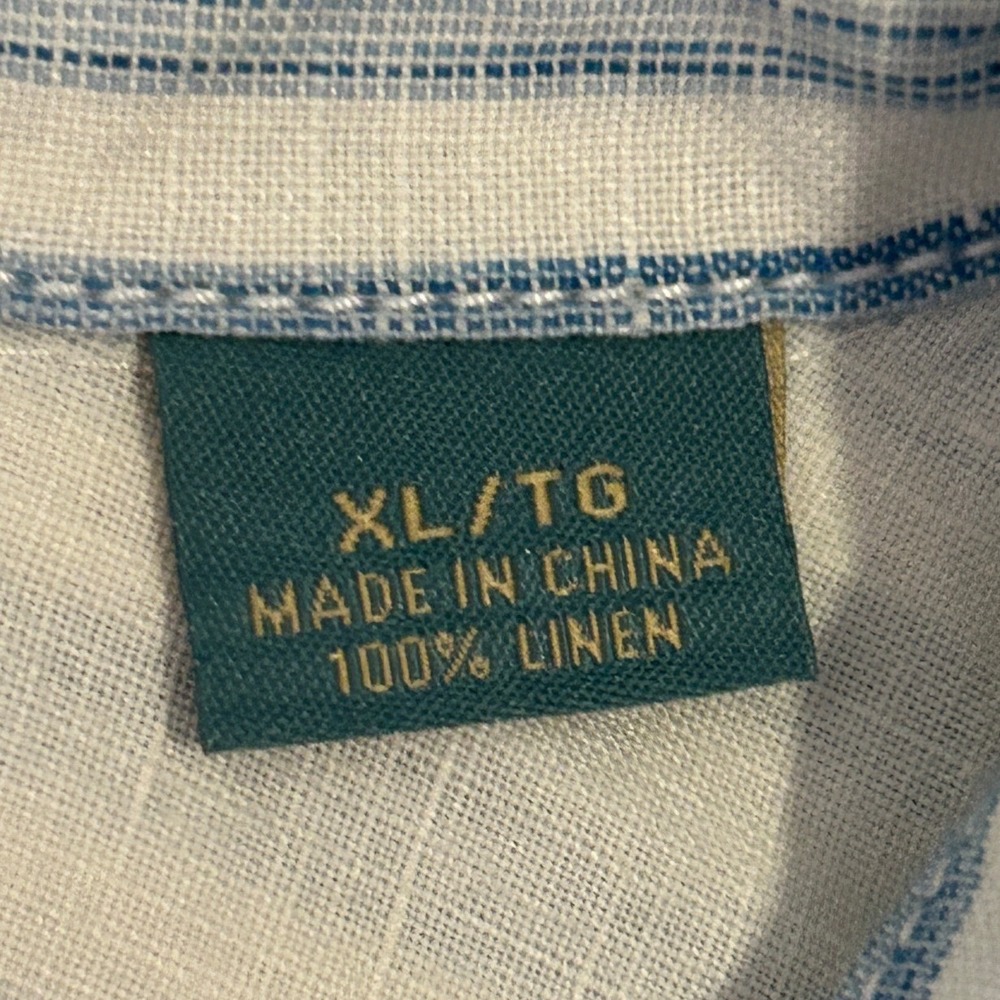 Tommy Bahama Mens Button Down Sz XL Blue Striped Linen Relax Shirt Beach Coastal - Picture 7 of 9